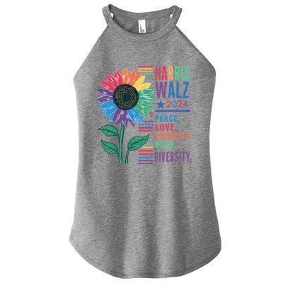 Harris Walz Election 2024 Peace Love Equality Hope Diversity Gift Women’s Perfect Tri Rocker Tank