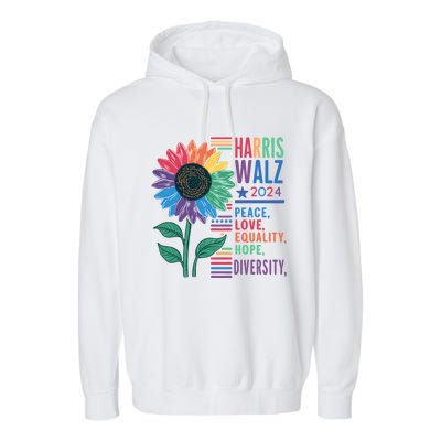 Harris Walz Election 2024 Peace Love Equality Hope Diversity Gift Garment-Dyed Fleece Hoodie