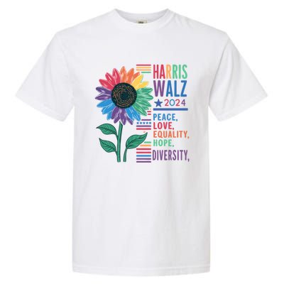 Harris Walz Election 2024 Peace Love Equality Hope Diversity Gift Garment-Dyed Heavyweight T-Shirt