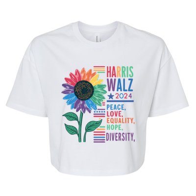 Harris Walz Election 2024 Peace Love Equality Hope Diversity Gift Bella+Canvas Jersey Crop Tee