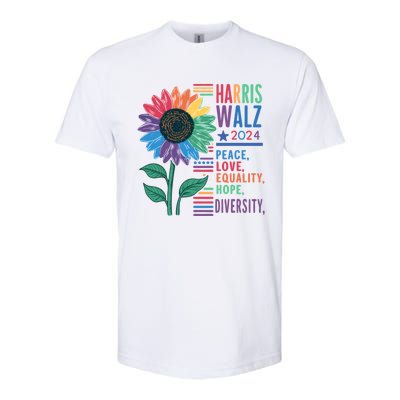 Harris Walz Election 2024 Peace Love Equality Hope Diversity Gift Softstyle® CVC T-Shirt