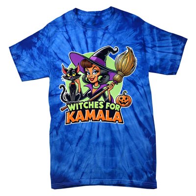 Halloween Witches For Kamala 2024 Childless Cat Ladies Tie-Dye T-Shirt