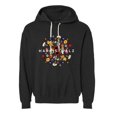 Harris Walz Flower Mandala Central Bloom Garment-Dyed Fleece Hoodie