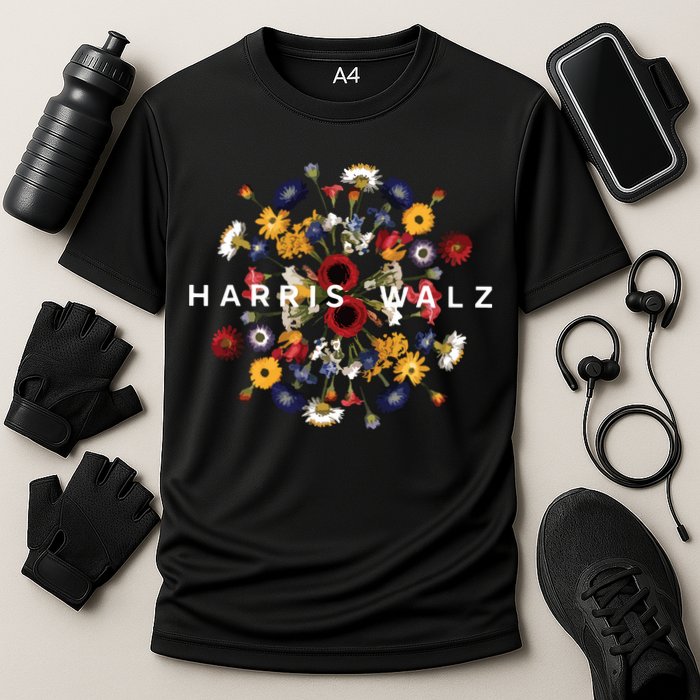 Harris Walz Flower Mandala Central Bloom Cooling Performance Crew T-Shirt