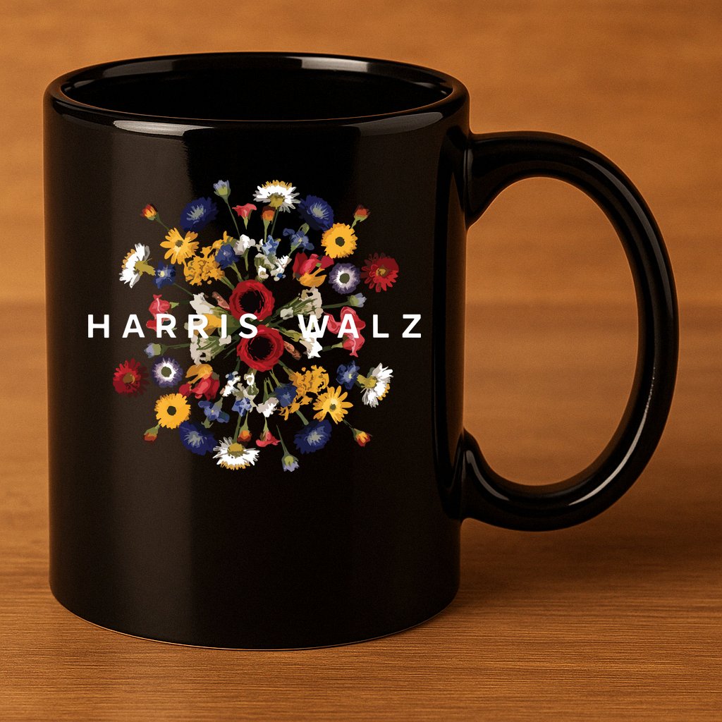 Harris Walz Flower Mandala Central Bloom 11oz C Handle Ceramic Mug