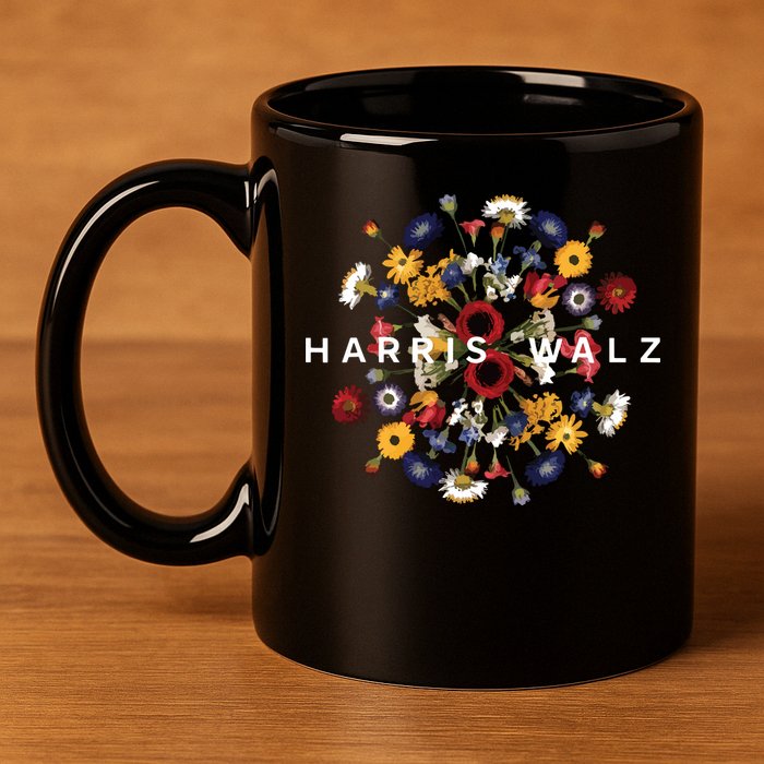 Harris Walz Flower Mandala Central Bloom 11oz C Handle Ceramic Mug