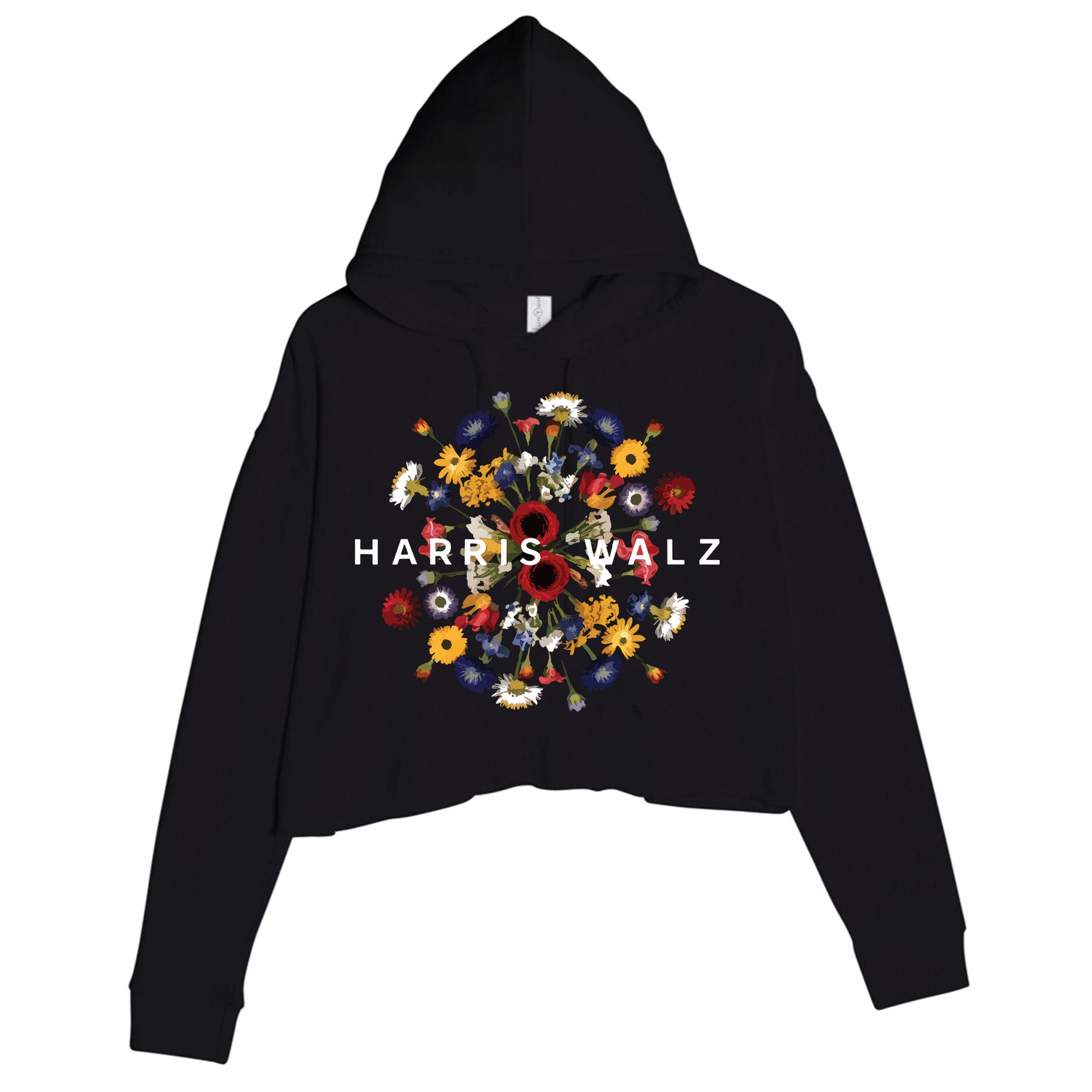 Harris Walz Flower Mandala Central Bloom Crop Fleece Hoodie