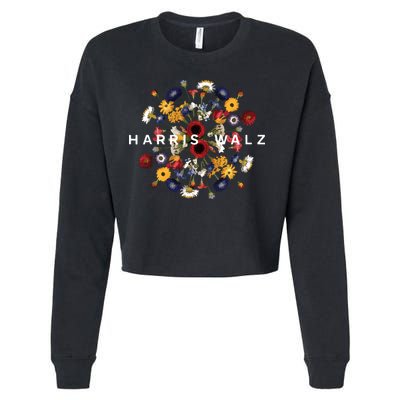 Harris Walz Flower Mandala Central Bloom Cropped Pullover Crew