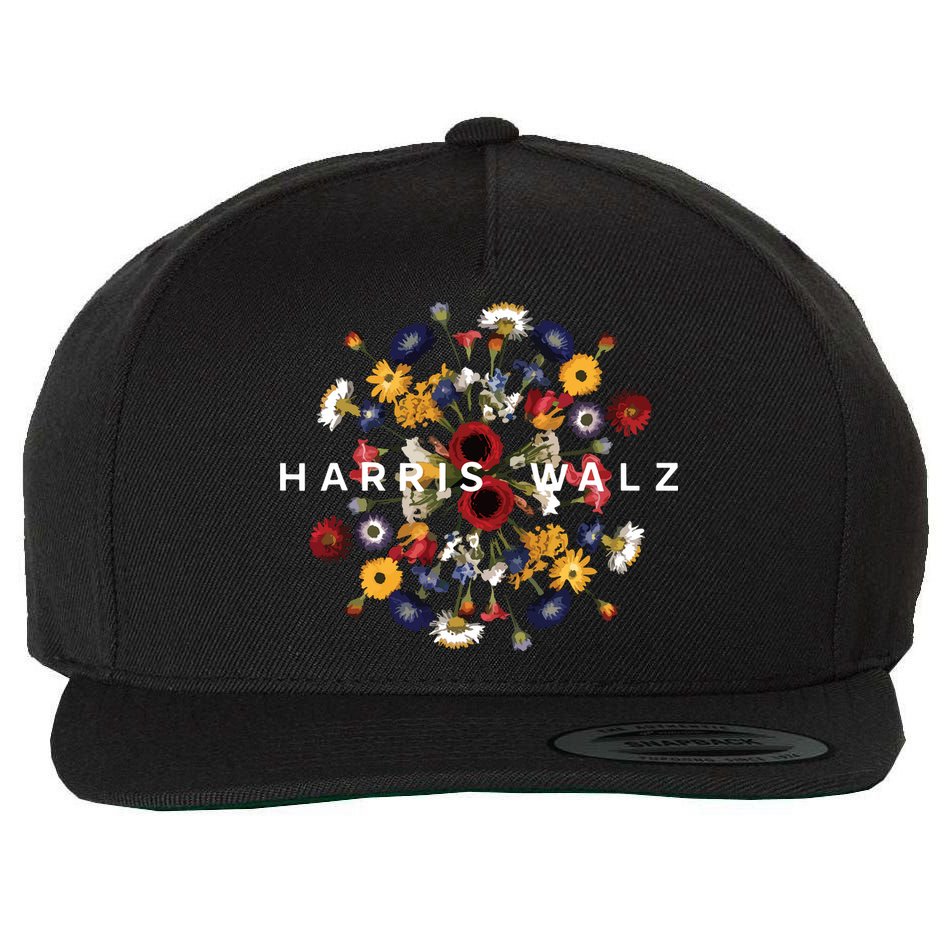 Harris Walz Flower Mandala Central Bloom Wool Snapback Cap