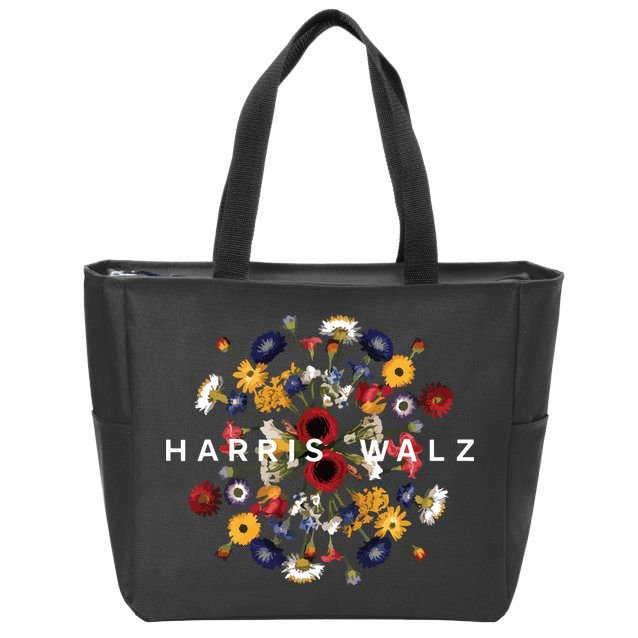 Harris Walz Flower Mandala Central Bloom Zip Tote Bag