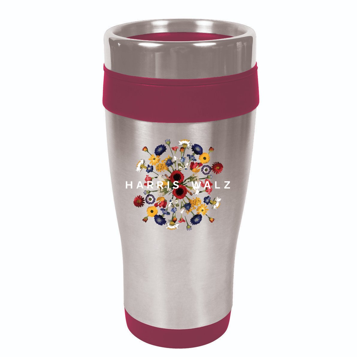 Harris Walz Flower Mandala Central Bloom 16oz Travel Tumbler