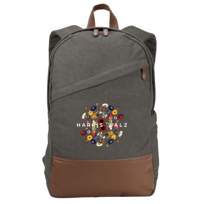 Harris Walz Flower Mandala Central Bloom Cotton Canvas Backpack
