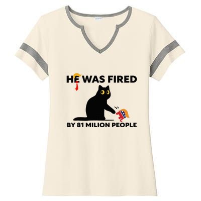 He Was Fired By 81 Million People Kamala President 2024 Ladies Halftime Notch Neck Tee