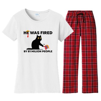 He Was Fired By 81 Million People Kamala President 2024 Women's Flannel Pajama Set