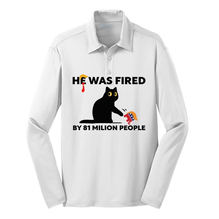 He Was Fired By 81 Million People Kamala President 2024 Silk Touch Performance Long Sleeve Polo