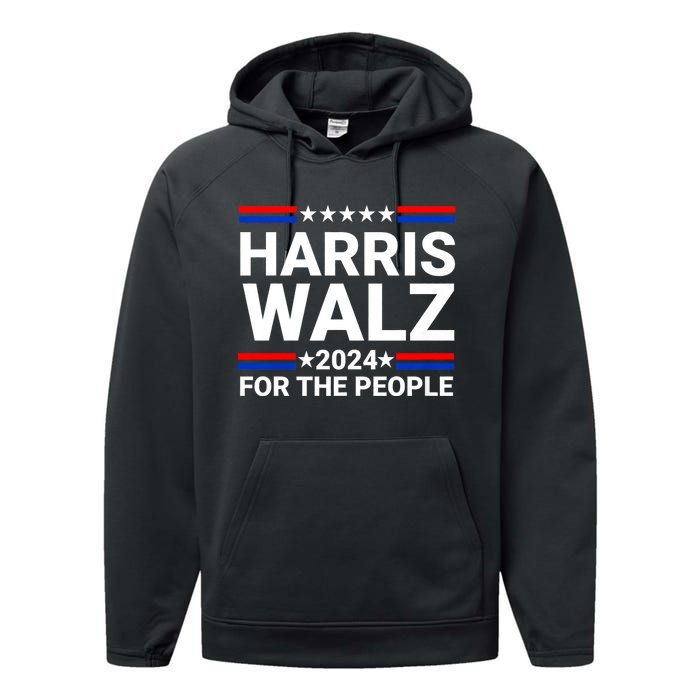 Harris Walz For The People 2024 Kamala Harris Tim Walz Waltz Performance Fleece Hoodie