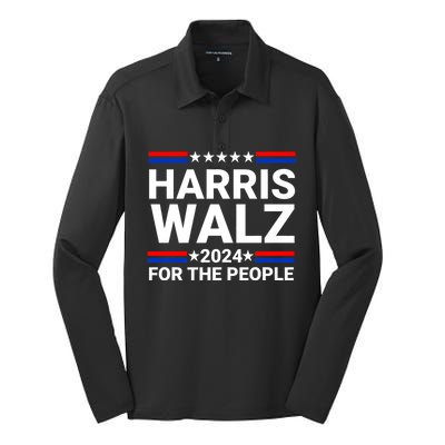 Harris Walz For The People 2024 Kamala Harris Tim Walz Waltz Silk Touch Performance Long Sleeve Polo