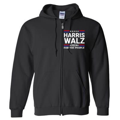 Harris Walz For The People 2024 Kamala Harris Tim Walz Waltz Full Zip Hoodie