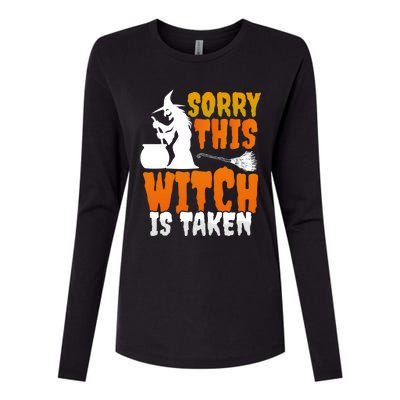 Halloween Wife Friend Costume Sorry This Witch Is Taken Cool Gift Womens Cotton Relaxed Long Sleeve T-Shirt