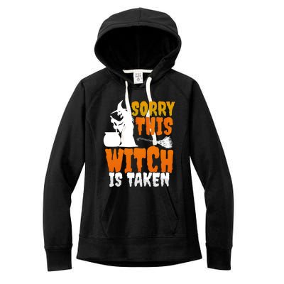 Halloween Wife Friend Costume Sorry This Witch Is Taken Cool Gift Women's Fleece Hoodie