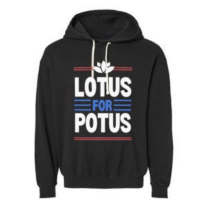 Harris Walz For Presiden Lotus For Potus Garment-Dyed Fleece Hoodie