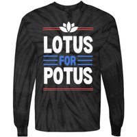 Harris Walz For Presiden Lotus For Potus Tie-Dye Long Sleeve Shirt