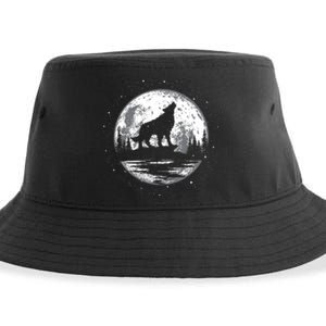 Howling Wolf For Funny Animal Wolf And Moon Sustainable Bucket Hat