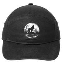 Howling Wolf For Funny Animal Wolf And Moon 7-Panel Snapback Hat