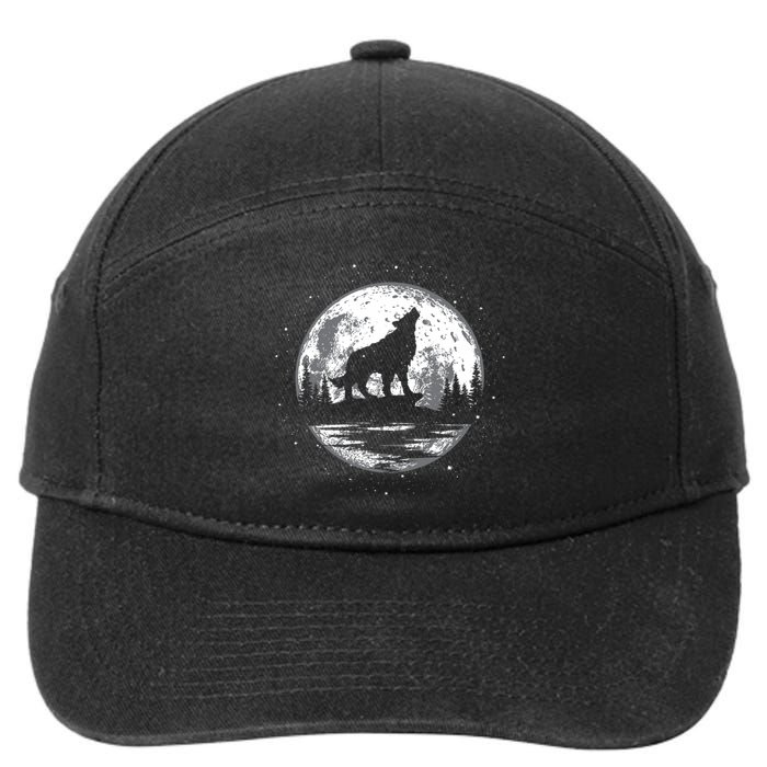 Howling Wolf For Funny Animal Wolf And Moon 7-Panel Snapback Hat