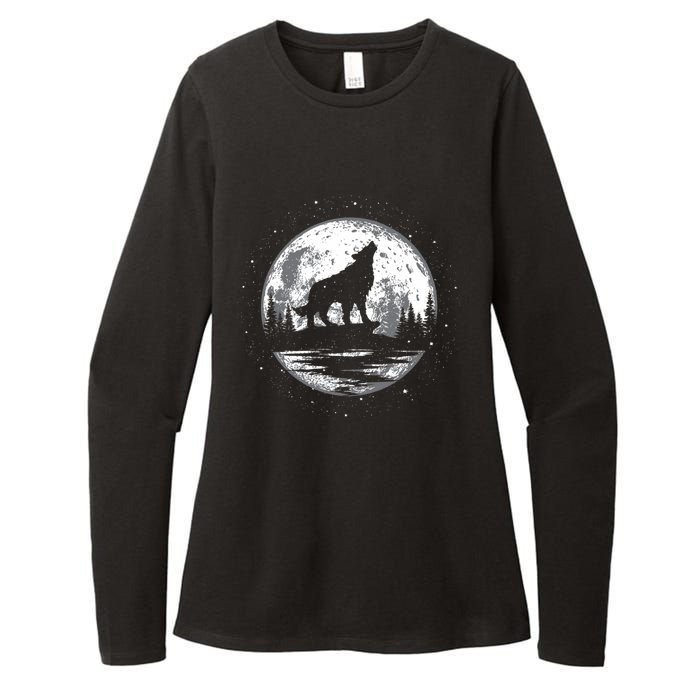 Howling Wolf For Funny Animal Wolf And Moon Womens CVC Long Sleeve Shirt