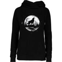 Howling Wolf For Funny Animal Wolf And Moon Womens Funnel Neck Pullover Hood