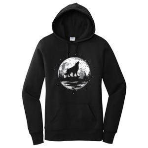 Howling Wolf For Funny Animal Wolf And Moon Women's Pullover Hoodie