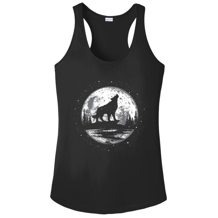 Howling Wolf For Funny Animal Wolf And Moon Ladies PosiCharge Competitor Racerback Tank