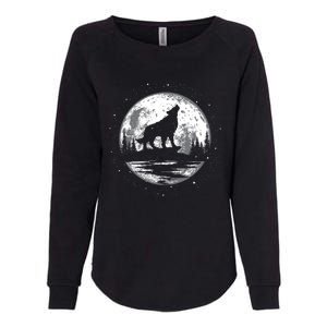 Howling Wolf For Funny Animal Wolf And Moon Womens California Wash Sweatshirt