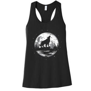 Howling Wolf For Funny Animal Wolf And Moon Women's Racerback Tank