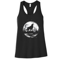 Howling Wolf For Funny Animal Wolf And Moon Women's Racerback Tank