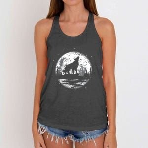 Howling Wolf For Funny Animal Wolf And Moon Women's Knotted Racerback Tank