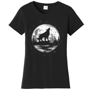 Howling Wolf For Funny Animal Wolf And Moon Women's T-Shirt