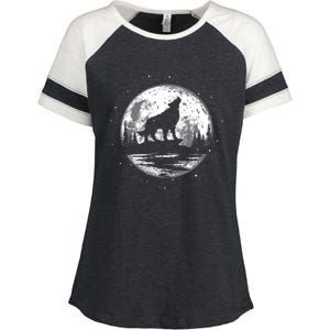 Howling Wolf For Funny Animal Wolf And Moon Enza Ladies Jersey Colorblock Tee