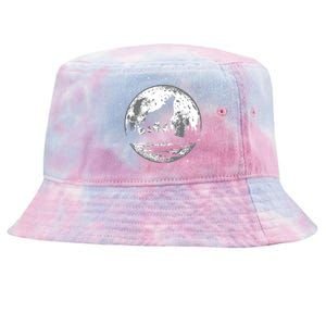 Howling Wolf For Funny Animal Wolf And Moon Tie-Dyed Bucket Hat