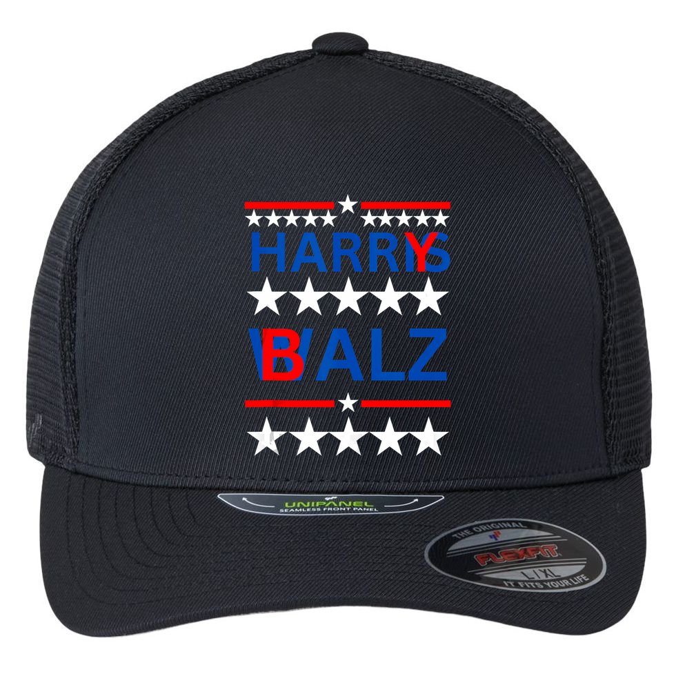 Harris Walz Funny Harry Balz Flexfit Unipanel Trucker Cap