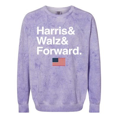 Harris Walz Forward 2024 Support Us Flag Gift Colorblast Crewneck Sweatshirt