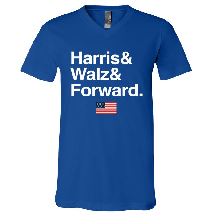 Harris Walz Forward 2024 Support Us Flag Gift V-Neck T-Shirt