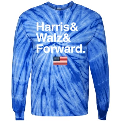 Harris Walz Forward 2024 Support Us Flag Gift Tie-Dye Long Sleeve Shirt