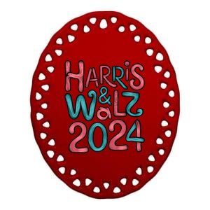 Harris Walz For 2024 Election Fans Kamala Harris Tim Walz Ceramic Oval Ornament