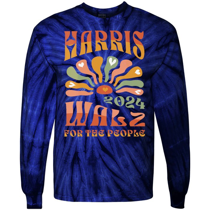 Harris Walz For The People Harris Walz 2024 Tie-Dye Long Sleeve Shirt