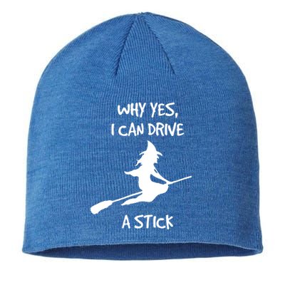 Halloween Witch Funny Why Yes I Can Drive A Stick Gift Sustainable Beanie