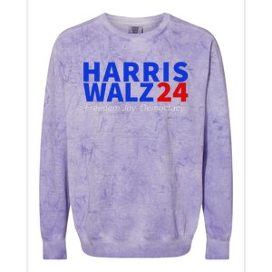 Harris Walz24 Freedom Joy Democracy Kamala Harris Waltz 2024 Gift Colorblast Crewneck Sweatshirt