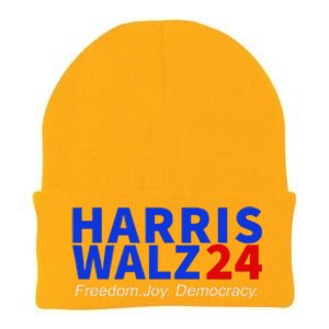 Harris Walz24 Freedom Joy Democracy Kamala Harris Waltz 2024 Gift Knit Cap Winter Beanie