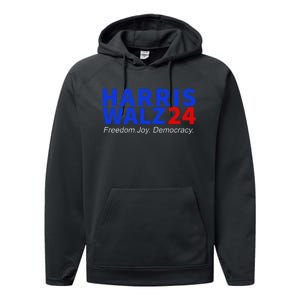 Harris Walz24 Freedom Joy Democracy Kamala Harris Waltz 2024 Gift Performance Fleece Hoodie